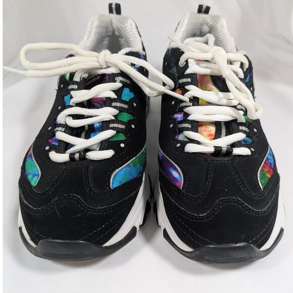 Skechers D'Lites Womens Summer Fiesta Black Rainbow Lace Up Sneaker Size 6.5 - Picture 2 of 10
